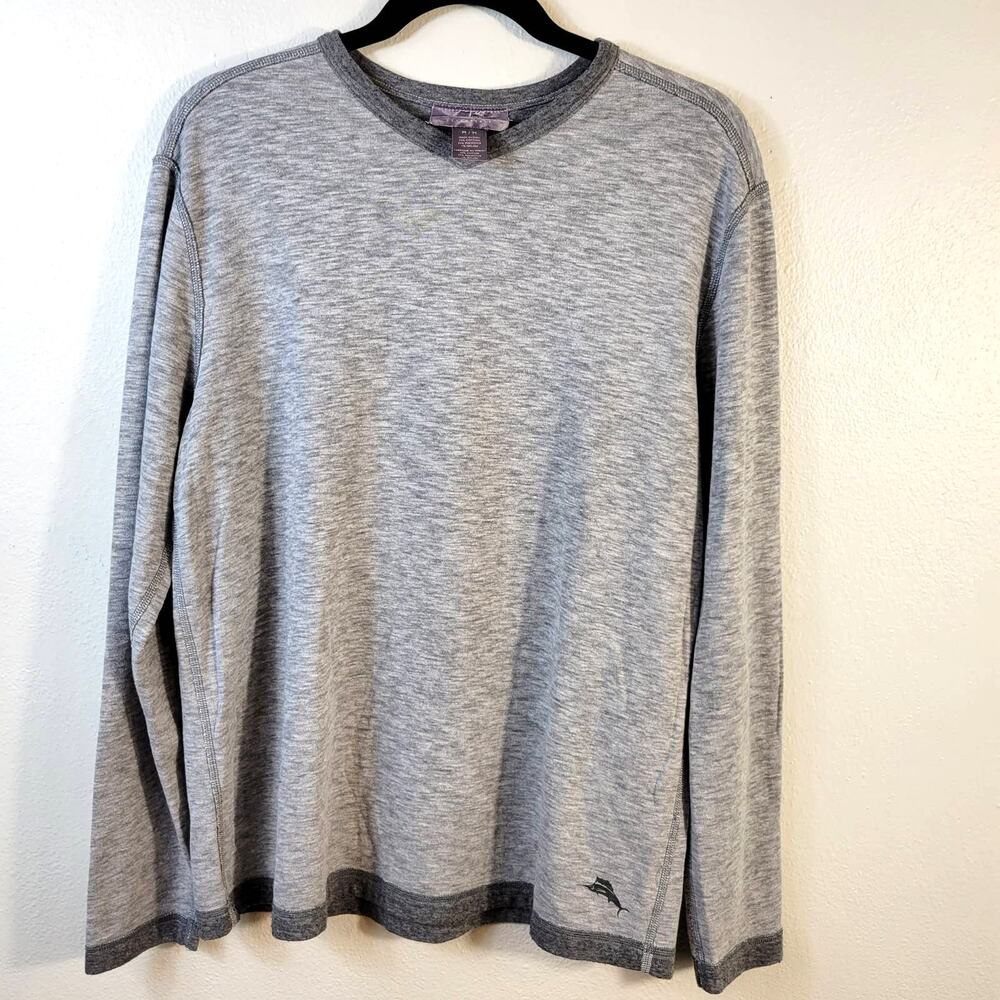 Tommy Bahama Shirt Men's M Heather Gray Reversable Athleisure Casual Outdoors